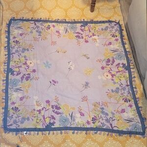 Aratta Silent Journey Scarf Floral Embroidered Tassel hand sewn boho colorful